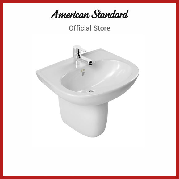 American Standard New Codie-R Round Wall   Hung Lavatory Basin With Semi Pedestal Round Front Shape (0947/0741-WT-0)