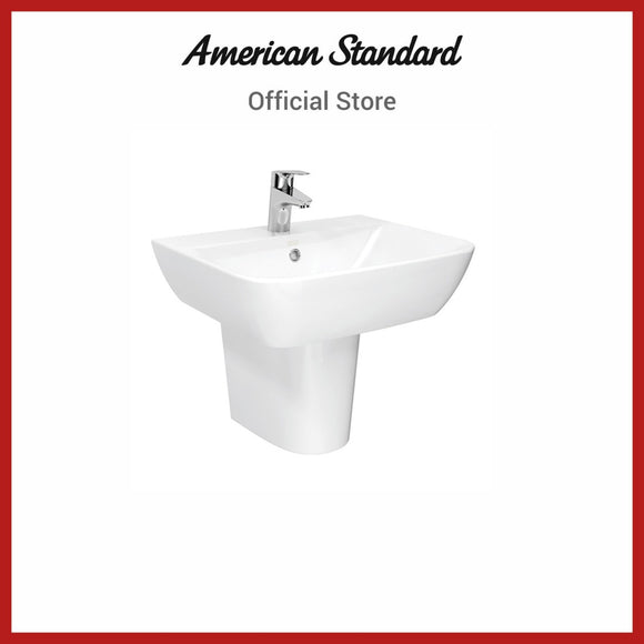 American Standard Cygnet Wall Hung Wash Basin With Semi Pedestal Round Front Shape (1511/F712-WT-0)