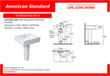အမေရိကန် Standard Concept Cube Wall Hung Wash Basin (0550/0742-WT-0)