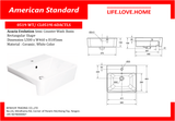American Standard Acacia Evolution Semi Counter Wash Basin Rectangular Shape (0519-WT CL0519I-6DACTLS)