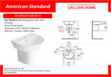 American Standard Neo Modern Wall Hung Basin With Semi Pedestal Round Front Shape (0953-WT/F712-WT-0)