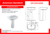 American Standard Active Wall Hung Basin With Full Pedestal Round Front Shape (0955/0765-WT-0)