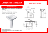American Standard New Codie -S Wall Hung Wash Basin (0948/0742-WT-0)