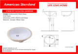 American Standard Ovalyn-Under Counter Wash Basin (470LM-WT-0)