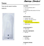带排水和溢流功能的美国标准 Tonic 浴缸 (TF-70090)