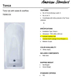 American Standard Tonic tub with waste & overflow (TF-70090)