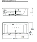 带空气浴缸的美标广场漩涡浴缸 (TF-8292-WT)