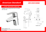 American Standard Cygnet Basin Mixer with Pop-up Drain Hot and Cold (A-0301-100/F10301-100CHACT100)