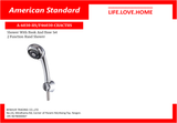 American Standard Hand Shower  Head 3 Function With Shower Hose (A-6030-HS)