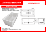 American Standard Acacia Evolution Freestanding Acrylic Drop-in Tub Rectangular Shape (BTA6719-032ASXJF0)
