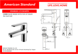 Pop-up Drain Hot and Cold ပါသော American Standard Codie Basin Mixer (FFASB201-1T1501BT0)