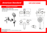 American Standard Codie-Bathtub Mixer Tap &amp; Hand Shower ရေပူရေအေး (FFASB211-6T1501BT0)