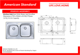 美标厨房水槽，带废料和溢流装置 (FFASX101-602B50BC5)