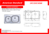 American Standard Kitchen Sink Bowl with Waste and Overflow (FFASX103-602B50BC5)