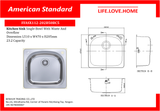 American Standard Kitchen Sink Single-Bowl with Waste and Overflow (FFASX112-202B50BC5)