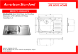 American Standard Kitchen Sink Bowl with Waste and Overflow (FFASX170-1D2B00BF5)