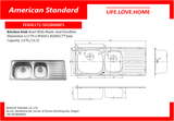 American Standard Kitchen Sink Bowl with Waste and Overflow (FFASX172-5D2B00BF5)