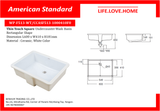 American Standard Thin Touch Square-Under Counter Wash Basin Rectangular Shape (WP-F513  -WT)