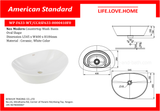 American Standard  Neo Modern Countertop Wash Basin Oval Shape (WP-F633-WT)