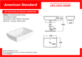 American Standard Milano Countertop Wash Basin Rectangular Shape (WP-F650-WT)