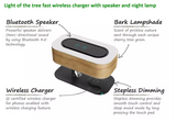 Bluetooth Speaker နှင့် Wireless Phone Charger ပါရှိသော သစ်သားမီးအိမ်